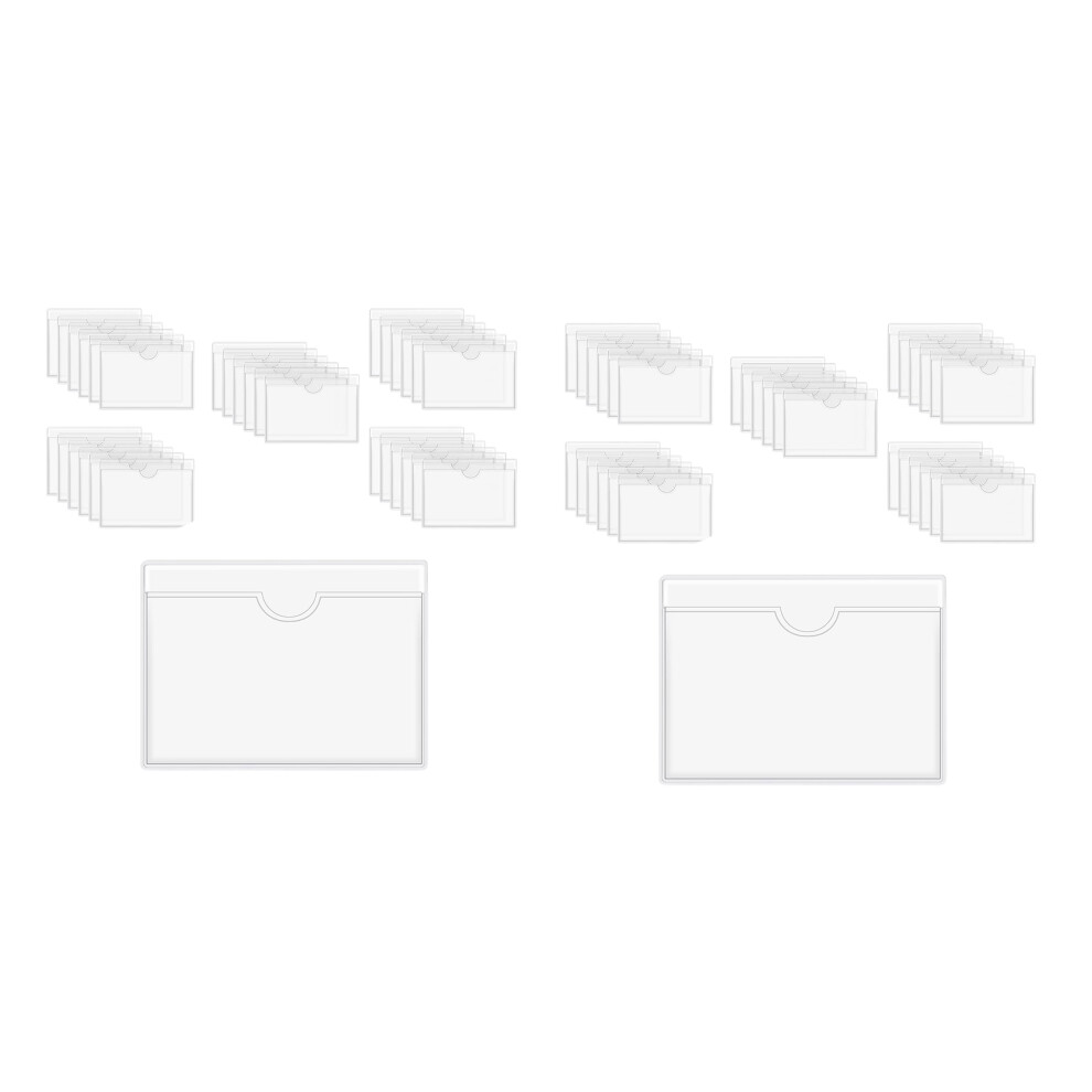 120Pcs Self-Adhesive Label Holder Card Pockets Clear Library Holders W 4851296906837