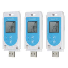 3x TempU 03 USB temperatuur- en vochtigheidsdatalogger, herbruikbaar, TEMP-datalogger