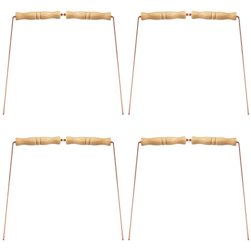 8X Copper Dowsing Rods Kit for Divination Tool - Natural Wooden Handle