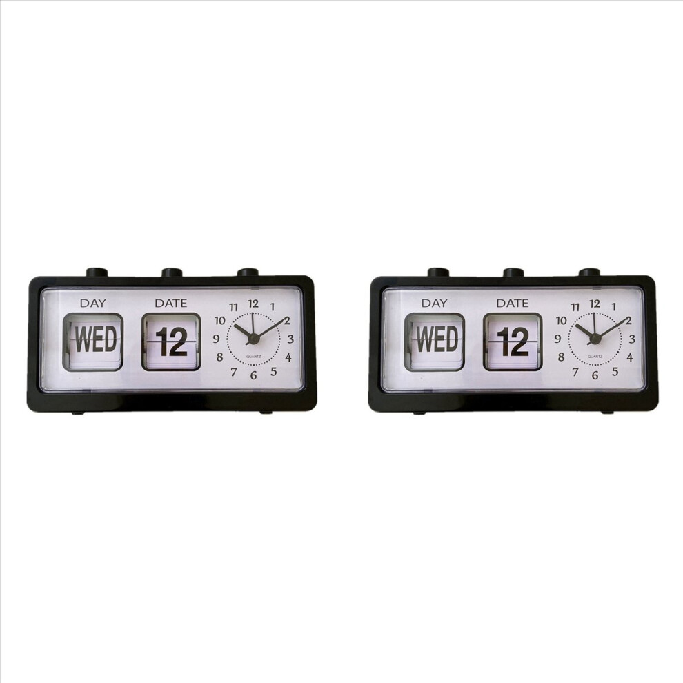 2X Mechanical Alarm Clock Novelty Flip Desktop Digital With Calendar H 4851296989335