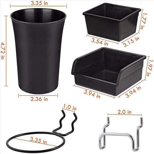 Pegboard Bins Peg Board Cups with Hooks & Loops 24 Pack,Assortment Org 2