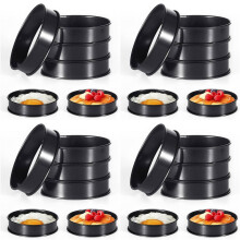 24 Stück Crumpet-Ringe, 4 Zoll doppelt gerollte runde Kuchenform aus Edelstahl