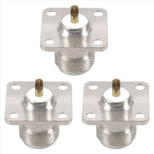 3X N Type Female Jack Coax Connector 4-Hole Panel Mount with Solder Cu