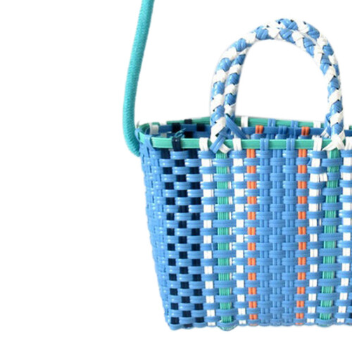Woven Plastic Strip Bag with Handle, Square Shape 1