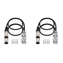 Pacote com 4 cabos XLR tipo D, conector de passagem, fêmea para macho para P