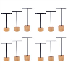 12Pcs T Bar Earring Display Stand with Wooden Base Jewelry Holders Han