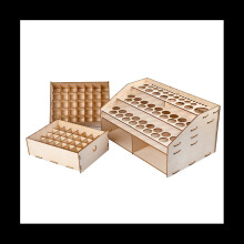 2X DIY Wooden Organizer Paint Bottles Display Rack Brushes Holder Stan