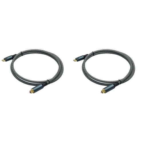 2X Braided USB-C to Optical Audio Cable USB C with Plated Connector fo