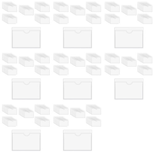 480Pcs Self-Adhesive Label Holder Card Pockets Clear Library Holders w