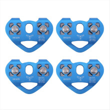 4X Heart-Shape Climbing Double Pulley Steel Cable Rope 13mm Device Hig