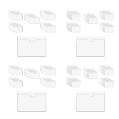 240Pcs Self-Adhesive Label Holder Card Pockets Clear Library Holders w