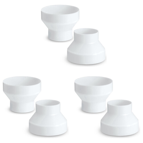 Conjunto de 6 peças de adaptadores redutores/aumentadores de duto de 4 polegadas em ABS para ventilador ou secadora.