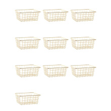 10X Storage Basket Solid Color Household Iron Box Bedroom Bathroom Gol