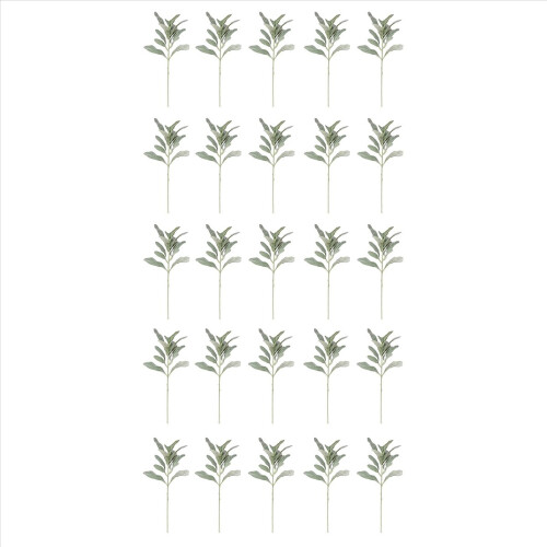 Faux Lambs Ear Stems 25Pcs Flocked Artificial Greenery Solid Fake Leav
