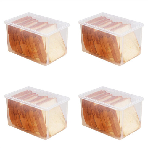 4X Airtight Bread Storage Containers Box Plastic Reusable Loaf Cake Cl
