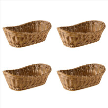 4X Oval Wicker Woven Basket Bread Serving Basket, 11 Inch Storage