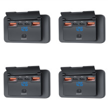 4X 4-Ports 12V 108W Dual PD+Dual QC3.0 USB Charger W/ Digital Voltmete