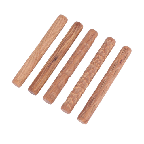 25PCS Pottery Tools Wood Hand Rollers for Clay Stamp Pattern Roller 2