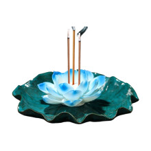 Ceramic Lotuses Stick Incenses Burners Holders-blue flower