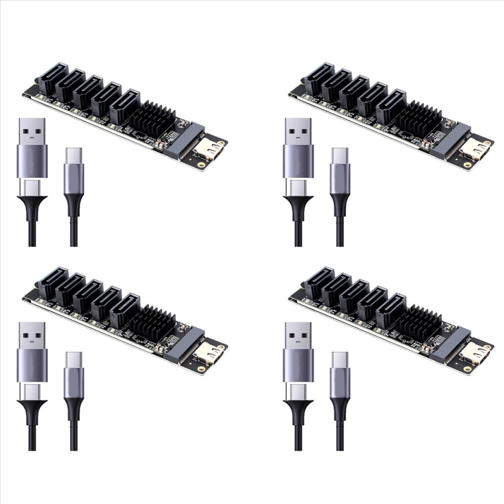 4X Type-C To Sata3.0 5 Ports Adapter Converter Card 6Gbps Usb10g Jm575 4851296908909