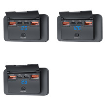 3X 4-Ports 12V 108W Dual PD+Dual QC3.0 USB Charger W/ Digital Voltmete