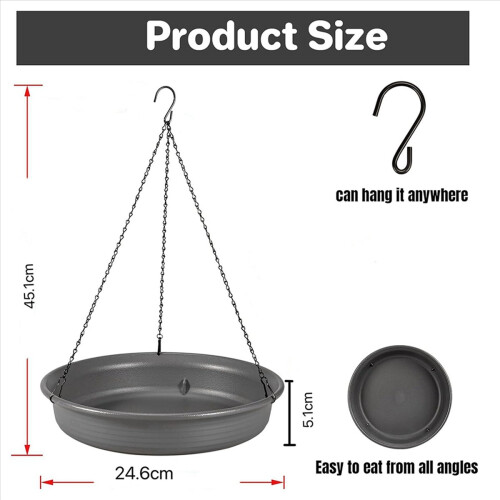 2X Hanging Bird Bath Feeder Round Tray Thickened Resin Deep Water 2