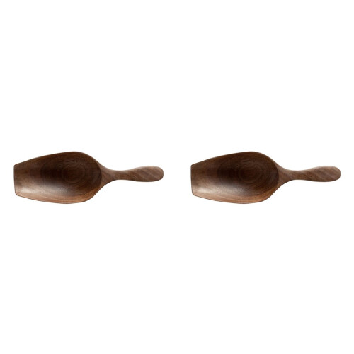 2X Solid Wood Coffee Bean Spoon Shovel Black Walnut Whole Digging Tea 1