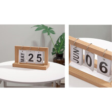 Wooden Desk Calendar Flip Chart - Reusable Pine Wood Home Ornament