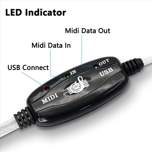 3X Προσαρμογέας καλωδίου USB MIDI, Τύπου A Αρσενικό σε Din 5 Pin In-Out Interface με 2