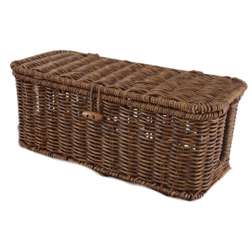 Modern Rattan Style Storage Container With Secure Lid-L brown