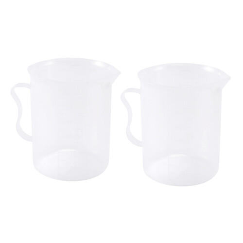 2X Measuring Jug 250ML Graduated Beaker Clear White Plastic Cup 1