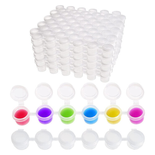 500 Strips Paint Pots Strips,300 2Ml/0.07 Oz Empty Cup with Lids, for 1