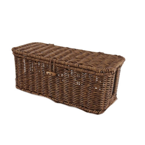 Durable PE Woven Storage Box With Flipping Top Closure-S brown