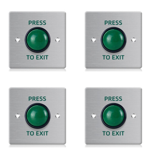 4X Door Exit Push Button Release Switch Opener Stainless Steel Panel f 1