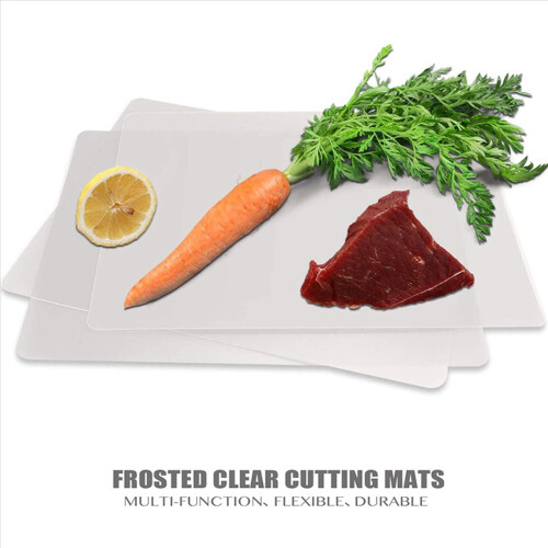 Clear Flexible Plastic Cutting Board Mats Set, Frosted Kitchen 17.5 x 2