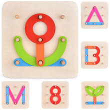 Wooden Preschool Learning Set for Kids, Educational Letter and Number Toys with Shape and Stacking Blocks
