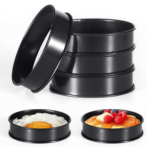 24 aros para crumpet, aros redondos de aço inoxidável laminado duplo de 4 polegadas para bolos. 2
