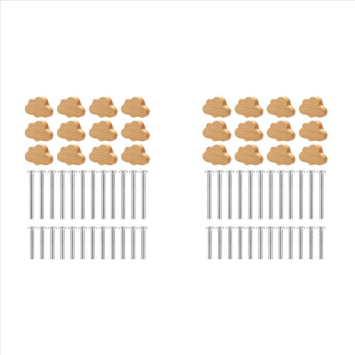 Boho Dresser Knobs- 24 Pack Beech Wood Drawer Knobs Cloud-Shaped Woode 1