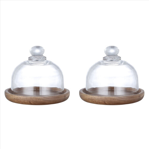 2X Multifunctional Mini Dessert Serving Stand Cake Dish with Dome Lid 1