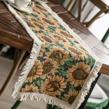 Sunflower Jute Table Runner 30x120cm Cotton Linen with Tassels