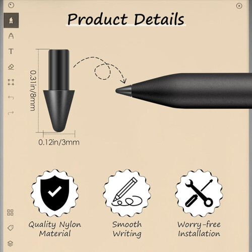 12 Pcs Replacement Tips Compatible with Paper Pro Pen, Nibs Marker Plu 1