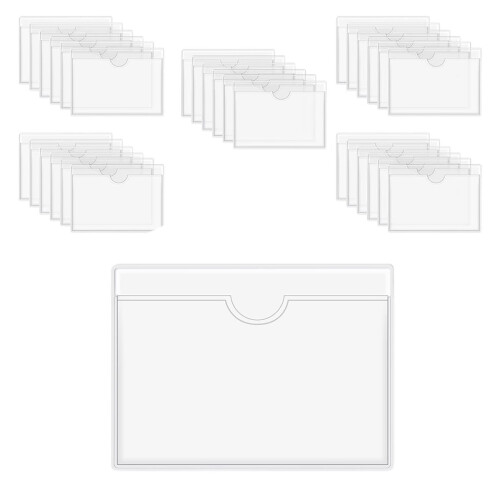 480Pcs Self-Adhesive Label Holder Card Pockets Clear Library Holders w 2