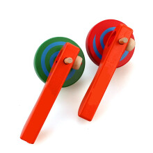2PCS Wooden Spinning with Pull String Handle, Durable Wood Gyroscope Toy for Kids, Random Colors