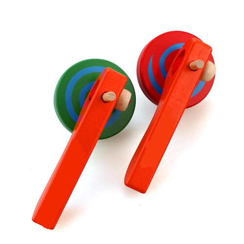 2PCS Wooden Spinning  with Pull String Handle, Durable Wood Gyroscope Toy for Kids, Random Colors