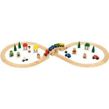 Circuito ferroviario in legno - 40 pezzi - Multicolore - Beige - 3 anni