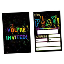 20Pcs Bright Birthday Party Invites Double Sided Neons Styles
