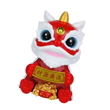 Solar Lions Figurine Dashboards Decoration Chinese Festival-Red