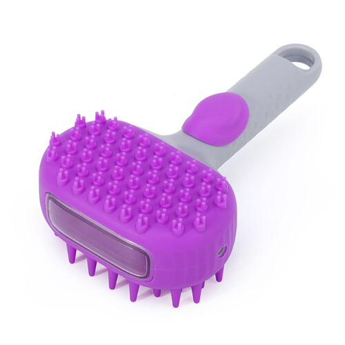 Ergonomic Pet Baths Brush With Massage Function For-Purple
