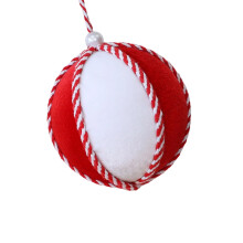 Velvety Holiday Ornament Easy Storage For-red and white pom po