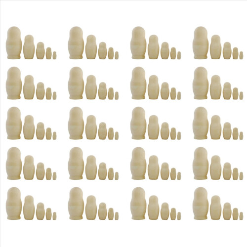 100X Unpainted Russian Nesting Dolls DIY Blank Unfinished Doll Kit Mat 1